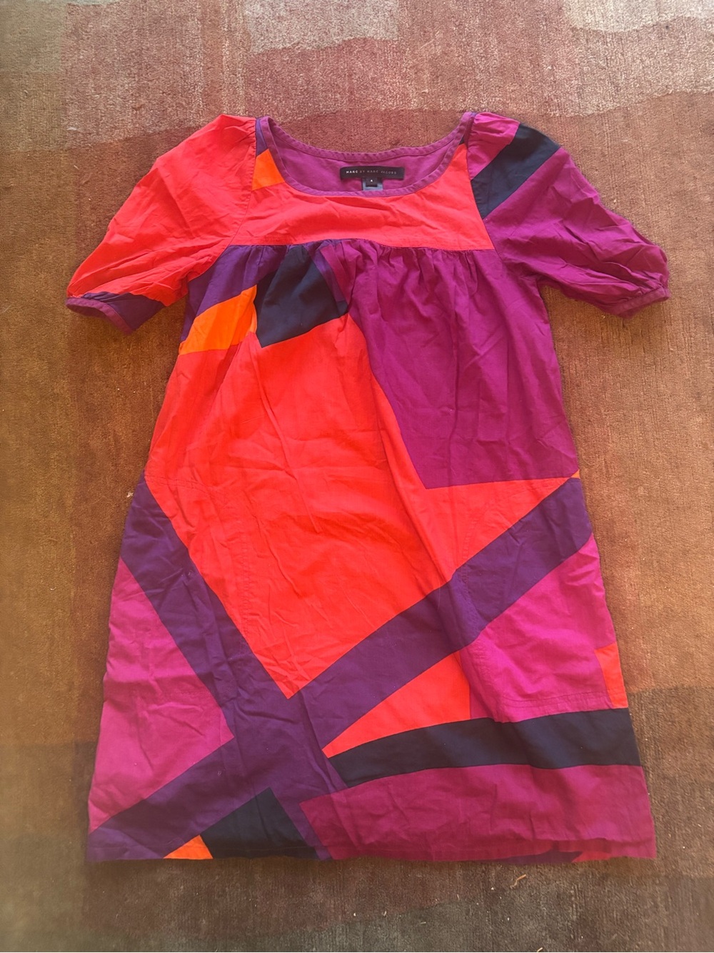 Marc by Marc Jacobs Pink, Red & Purple Geometric Short Sleeve Dress - Sz 4